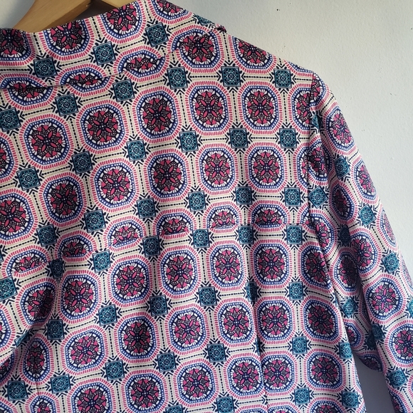 Chico's Medallion Midi Button Down  Shirt Dress Printed 1 Stretch Medium - Picture 10 of 13